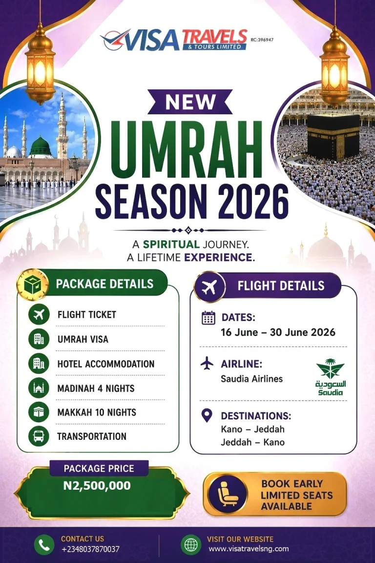 2026 Umrah Package from Nigeria: Flights, Visa & Accommodation
